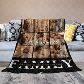 Aperturee - Aperturee Black Personalized Family Photo Warm Text Blanket